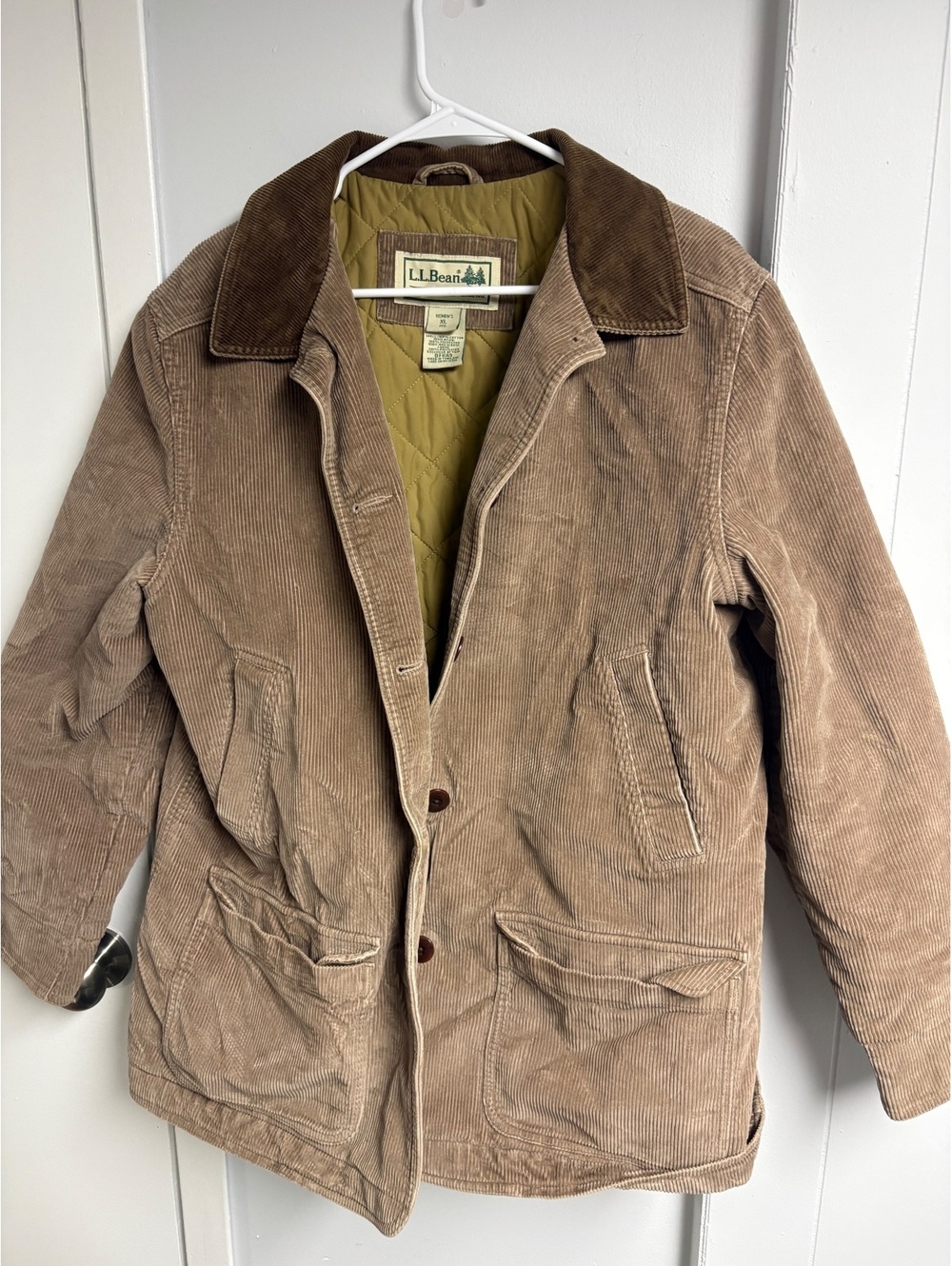 L.L.Bean Women's XL Regular Brown Corduroy Jacket with Quilted Lining